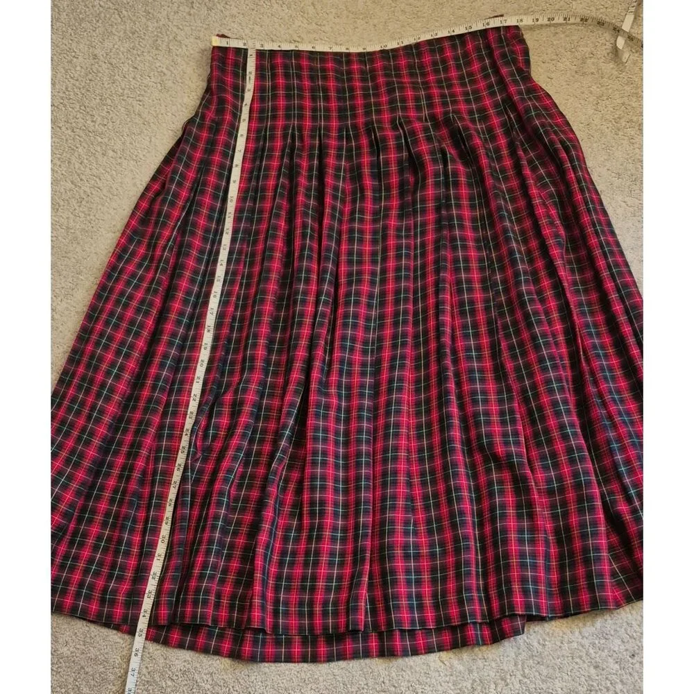 Marisa Christina Vintage Classic Plaid 100% Rayon Maxi Pleated Skirt Sz S EUC